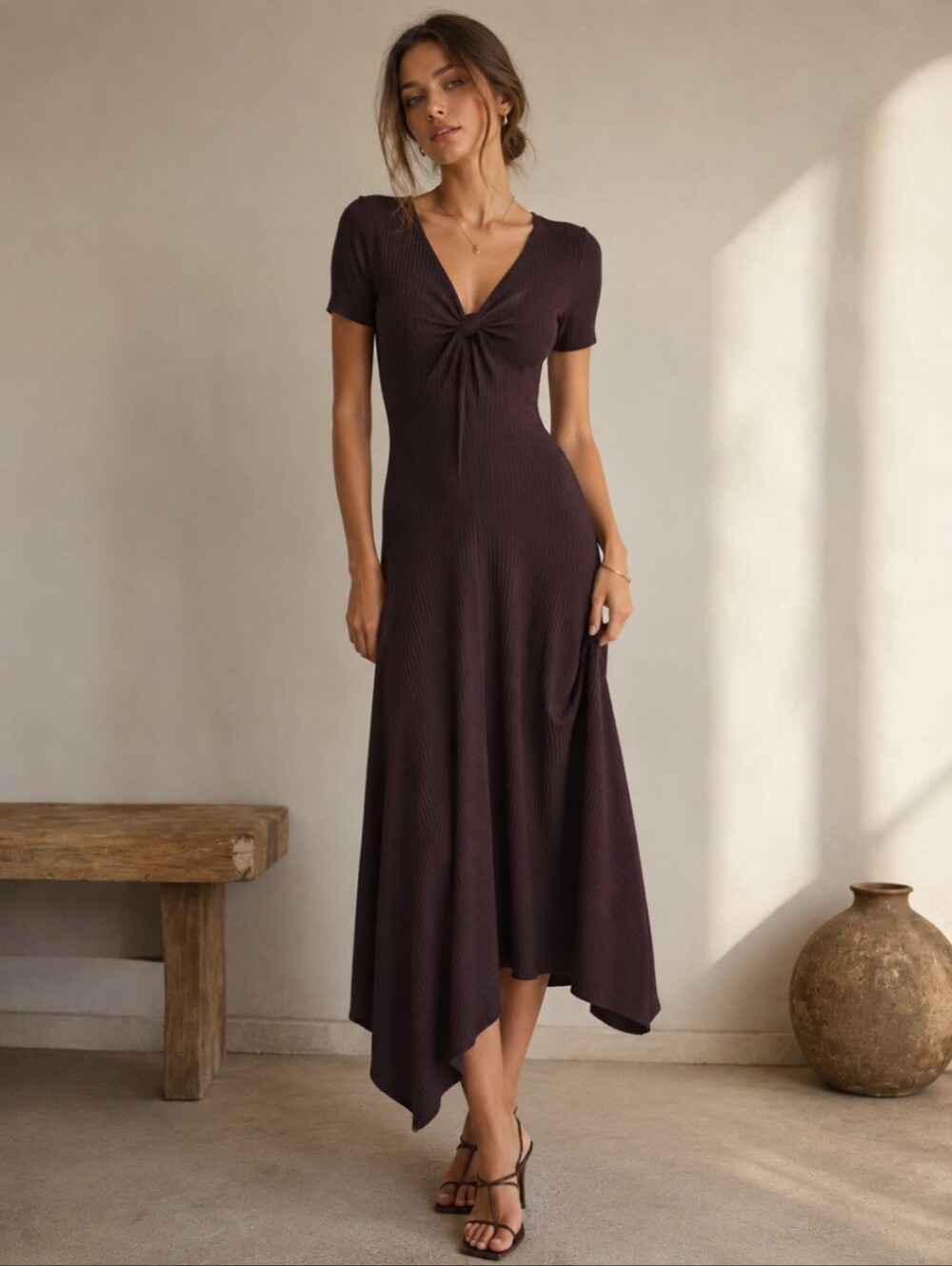 ALC Navy Twist-Front V-Neck Maxi Dress - Women's